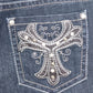 Earl Jean Women's Denim Jeans Dark Blue Bedazzled Rhinestone Pockets Inseam 31"
