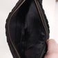 Black Crochet Handbag Purse 12" with Lucite Zipper Pull & Nylon Lining Vintage