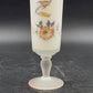 Norleans Vase 10" Hand Painted Bird & Floral Frosted Satin Art Glass w Gold Trim