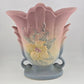 Hull Art Pottery Magnolia Vase 8.5" Pink Blue Matte Winged Handles 1946 USA