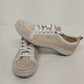 Keds Canvas Sneakers Women Size 8.5 Tan Plum Lace Up Ticking Stripe Casual Shoes