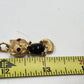 Gem Craft Gold Tone Cat Pendant Necklace Black Cabochon Red Rhinestone Eyes