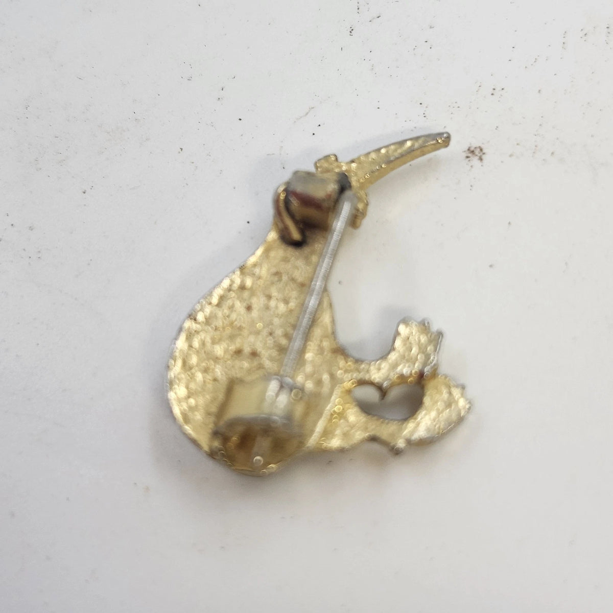 New Zealand Paua Abalone Shell Kiwi Bird Brooch Pin Gold Tone 1" Vintage Jewelry