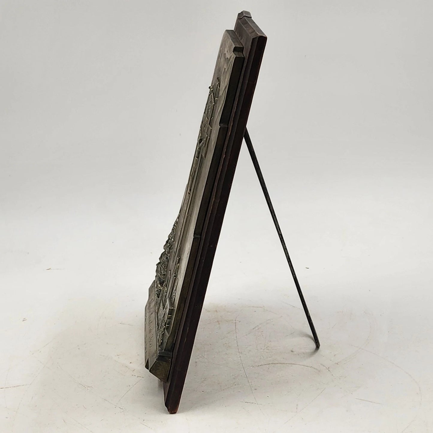 Bronze Plaque Charity Crucifixion Tower on Wood 1956 Shrine of the Little Flower