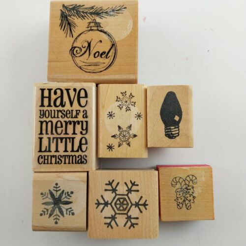 7 Holiday Christmas Rubber Stamps Snowflakes Candy Canes Noel Ornament