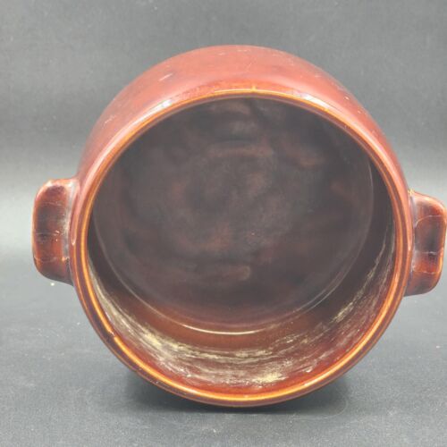 West Bend Brown Ceramic Bean Pot Pottery 7” Diameter 5" High No Lid Vintage USA