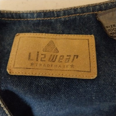 Liz Wear Denim Vest Size L 100% Cotton V-Neck Sleeveless Pockets Metal Buttons