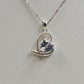Silver Tone Chain with Heart Faceted Crystal Rhinestone Pendant Necklace 9.5"