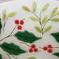Holly Berry Christmas Large Bowl 14" Raised Berries & Leaves Opaque Glass Vtg