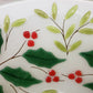 Holly Berry Christmas Large Bowl 14" Raised Berries & Leaves Opaque Glass Vtg