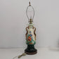Hand Painted Urn Table Lamp Floral Pansy Gold Trim 30 Inch Vintage