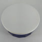 Arcoroc France Cobalt Blue Thumbprint Glass Serving Bowl w White Lid 9.25"