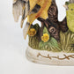 Lefton Ceramic Bird Family Figurine Yellow Green & Baby Bird on Log 7" Taiwan