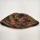 Handmade Crochet Messy Bun Beanie Hat Fall Colors Green Orange Brown Ponytail