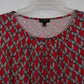 Talbots Petites Red Geometric Boat Neck Blouse Womens SP Top