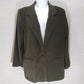 Briggs Womens 12-P Soft Olive Polyester Button Up Blazer Jacket Shoulder Pads