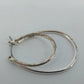 Silver Tone Double Oval Hoop Earrings Textured Inner Hoop Latch Back Jewelry