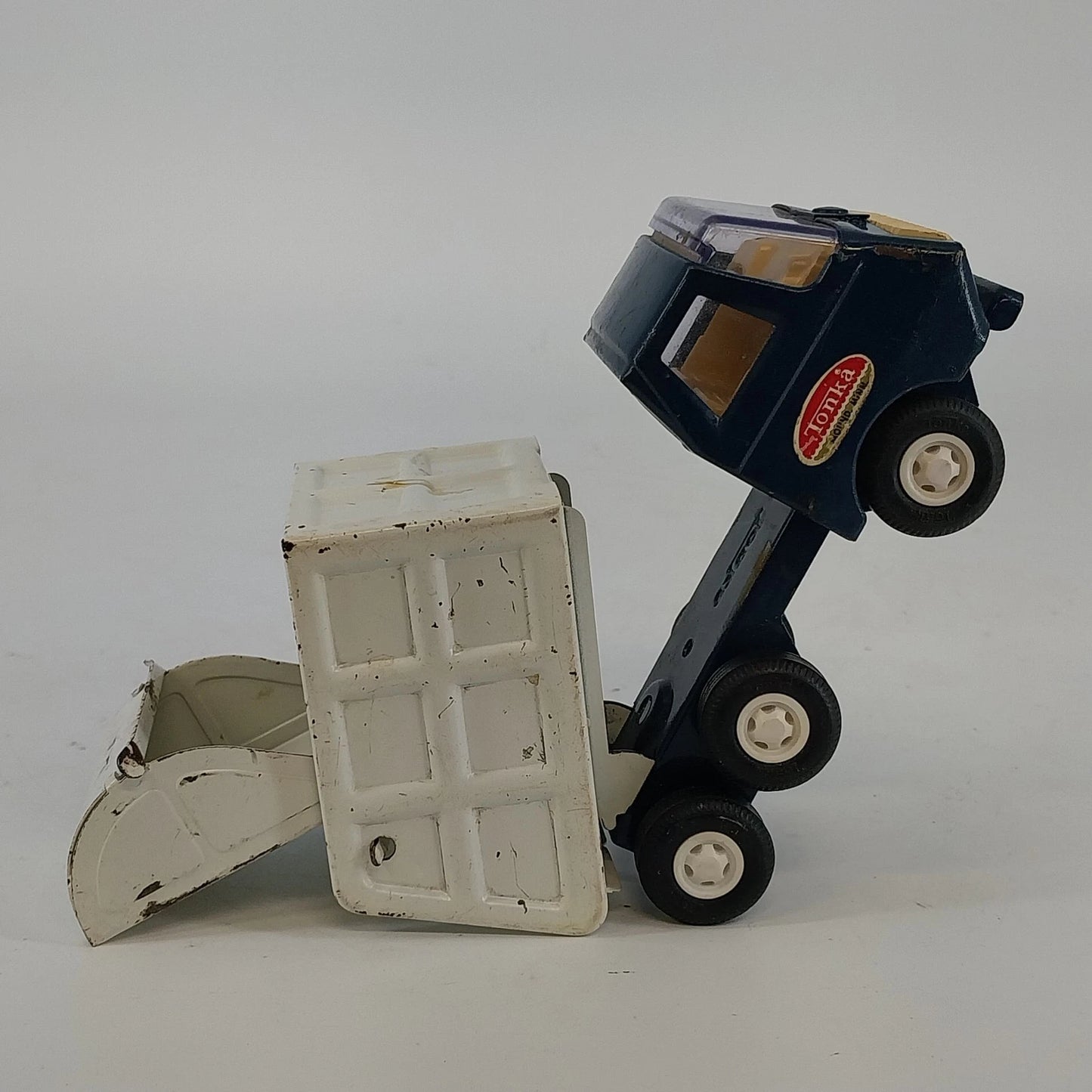 Tonka Mini Blue White Garbage Sanitation Truck Diecast Pressed Steel Vtg USA