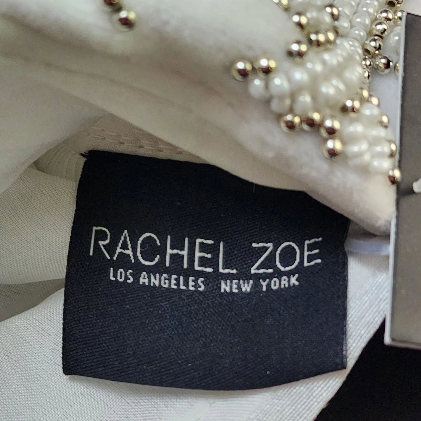 Rachel Zoe Christmas Stocking Silver White Beaded 8"x22" Diamond Polyester NWT
