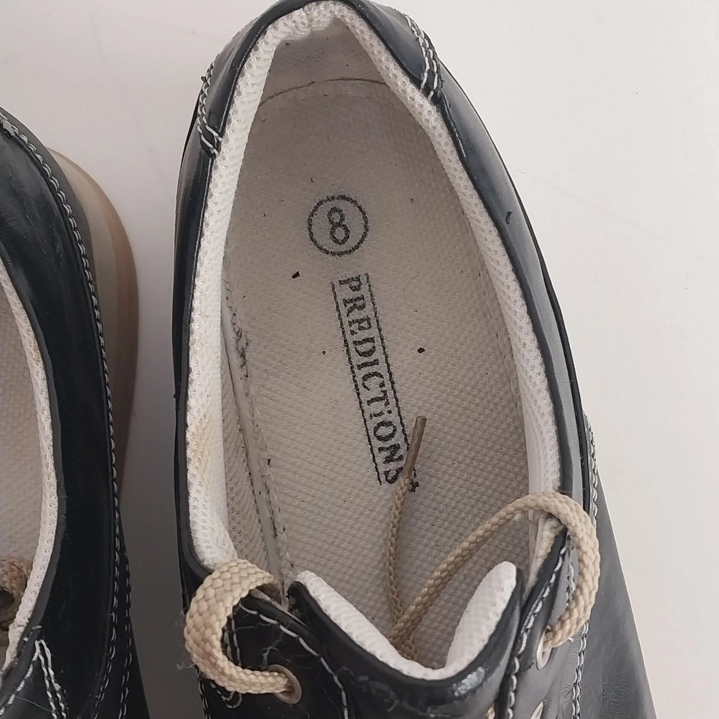 Predictions Black Leather Sneakers Womens Size 8 Beige Lace Shoes