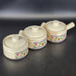 3 Trendition Hearts Delight Simmer Pots Ceramic Country Heart w Lids Crazed Vtg