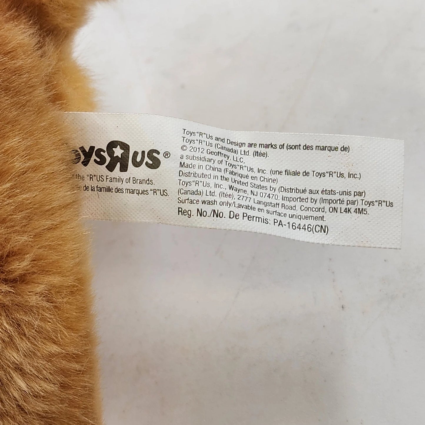 Toys R Us 2012 Realistic Orange White Tabby Kittie Cat Plush Stuffed Animal 10"