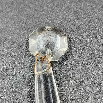 4 Icicle Spear Crystal Glass Vintage Prisms 2.9" w Octagon Accent Wire Connector