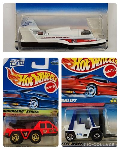 3 Hot Wheels 1997 Forklift Flame Stopper Hydroplane New Packaged Vintage 873 642