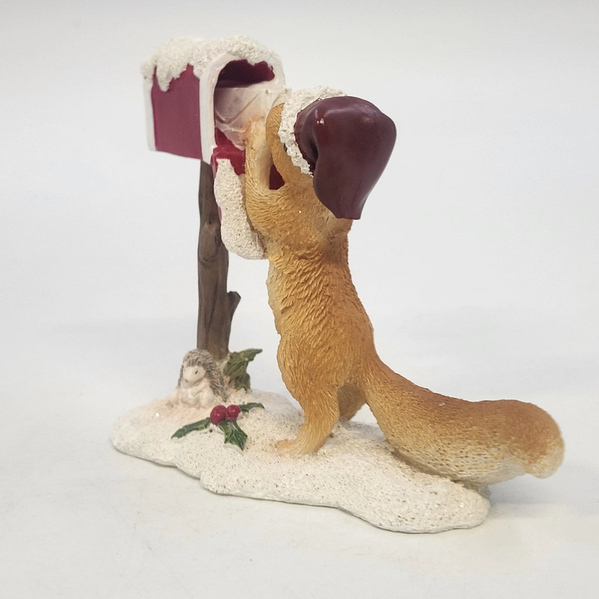 Christmas Squirrel Figurine 4.25" Santa Hat Mailbox Top Collection #4709 Vintage