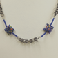 Millefiori Floral Murine Glass Bead Necklace Bronze Tone Byzantine Silver Chain
