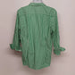 Chaps No Iron Green White Striped Button Front Shirt Women's L Red Paisley Cuffs