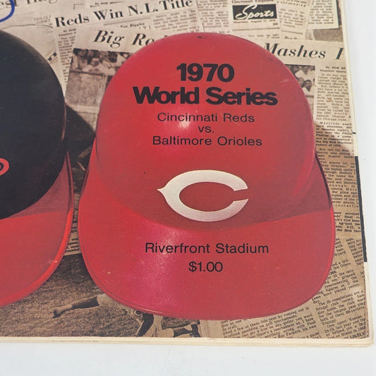 1970 World Series Program Reds vs Orioles Official MLB Helms and May Autographs