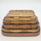 Longaberger Handwoven Natural Wood Basket Red Accent 6.75" Sq Dresden OH 2009