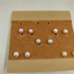 Set of 5 Pair of Small Faux Pearl Beads Jewelry Earrings Pink White Green Blue