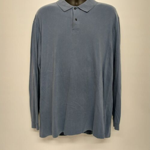 St John's Bay XLT Big And Tall Blue Shirt Men's Long Sleeve 3 Button Knit Tee