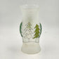 Glass Hurricane Candle Chimney 13"x6" Frosted w Hand Painted Christmas Pine Tree