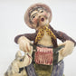 Italian Ceramic Man Accordion Dog Figurine 5" Green Base Hand Painted Vtg