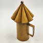 Italian Metal Lantern Taper Holder Vintage Amber Yellow Cone Rustic Candle Lamp