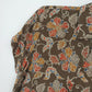 Rena Rowan Floral Silk Blouse Women's Size 10 Brown Short Sleeve Button Front