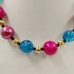 Lot of 3 Multicolor Round Beaded Necklaces Wood Acrylic Metal & Infinity Style
