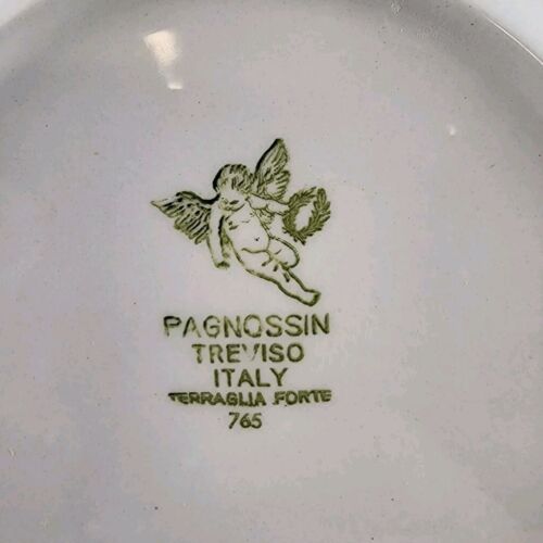 Pagnossin Treviso Italy Strong Earthenware 7.5" Salad Plate Floral Green Border