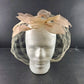 Beige Half Length Face Veil with Floral Pedals and Bow Starched Vintage