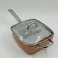 Copper Chef Deep Square Pan 9.5" Vent Lid 2 Handles and Frying Basket NOS