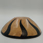Hand Carved Wooden Bowl 9.25" African Zebra Animal Print Black Tan Varnished Vtg