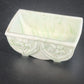 Akro Agate Slag Glass Planter Green White Marble Daffodil Floral Dish 1940's Vtg
