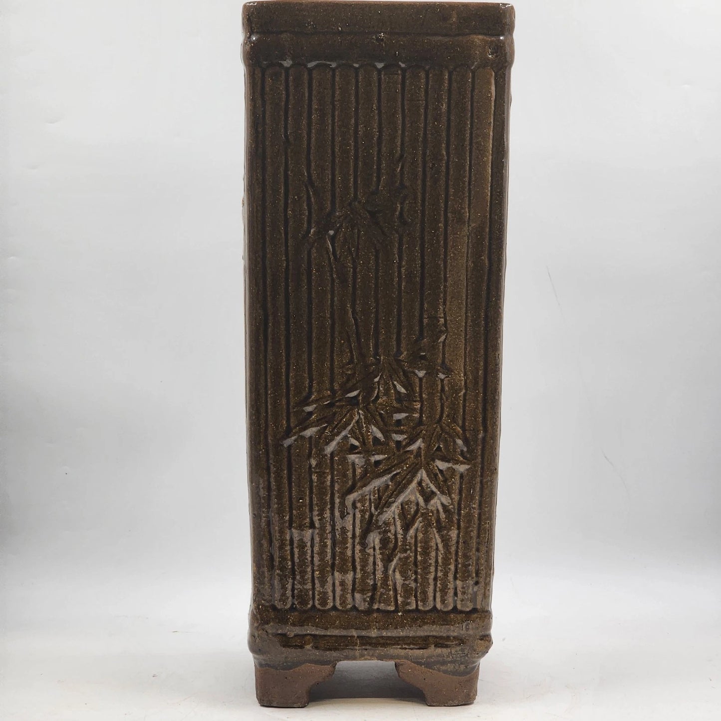 Terracotta Pottery Umbrella Stand 21" Tall Hand Painted Glazed Garden Planter