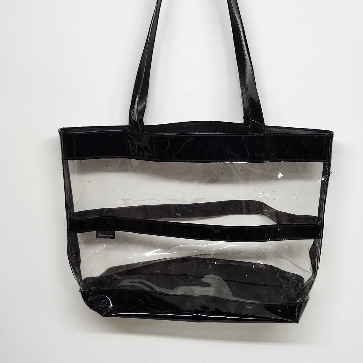 Mary Kay Clear Vinyl Tote Bag Black Patent Trim Large Shoulder Consultant Bag