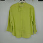 United Colors of Benetton Linen Blend Button Up Blouse Lime Green Women's Large