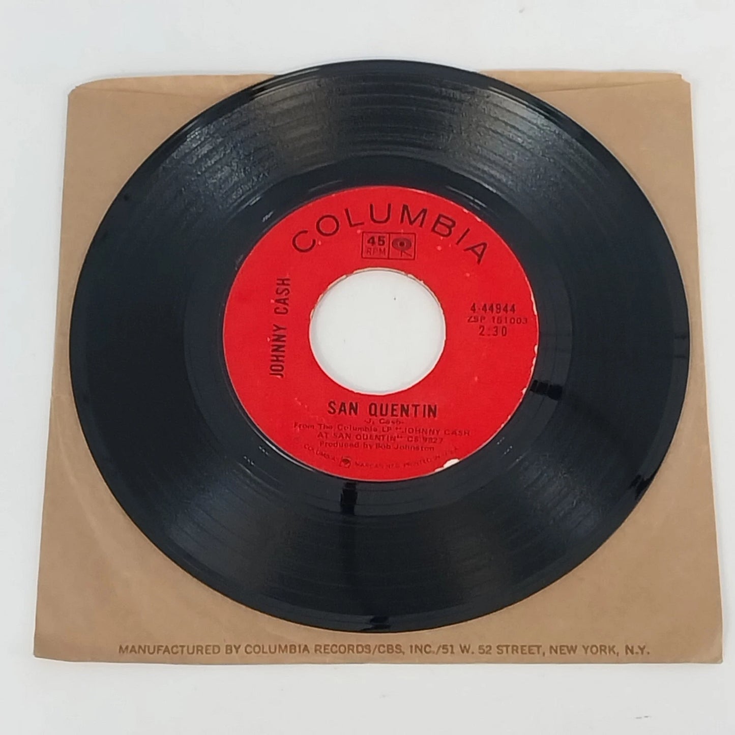 Johnny Cash A Boy Named Sue 45 RPM Vinyl San Quentin 1969
