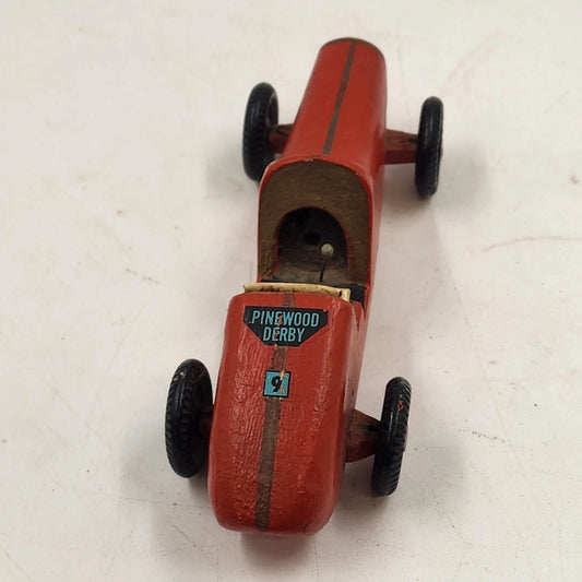 Pinewood Derby Car Handmade Wood Racer Red No.9 Cub Scouts USA Toy Vehicle 1990s